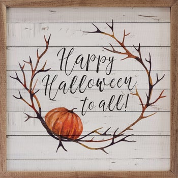 Happy Halloween To All Wreath Whitewash